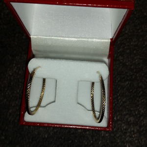 14k Yellow Gold Twisted Round Hoop Earrings 1.20"